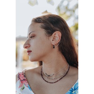 Bijou d'oreille chaînette onyx