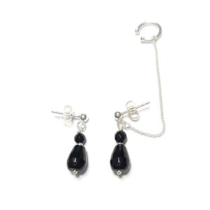 Bijou d'oreille chaînette onyx