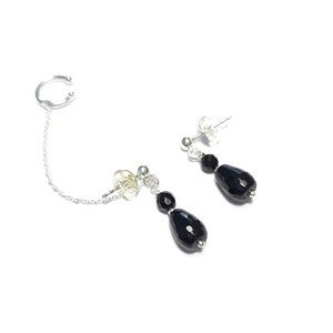 Bijou d'oreille chaînette onyx