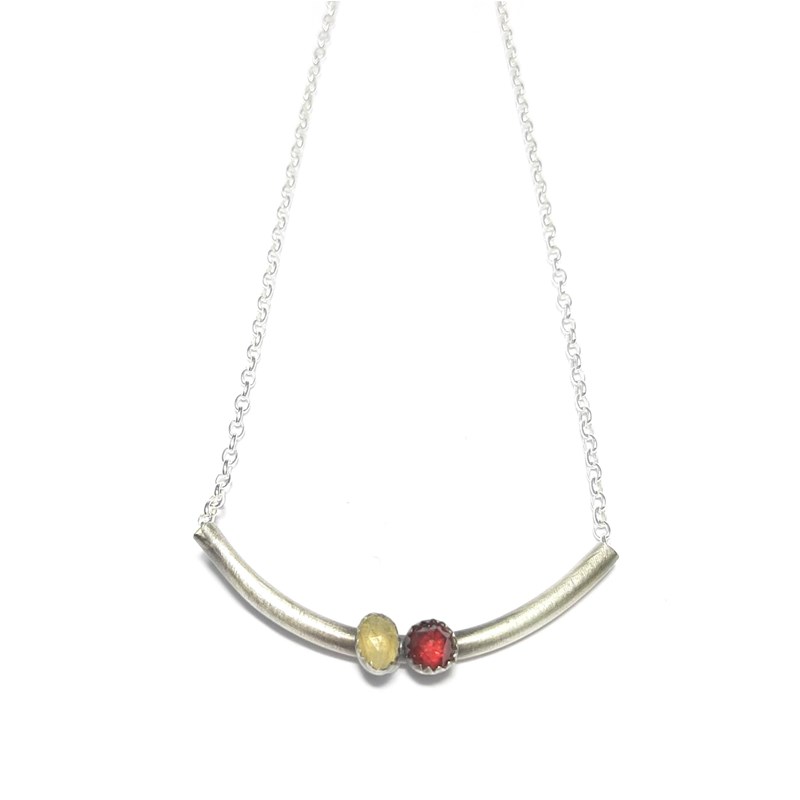 Andrea Chereau - Collier duo grenat et labradorite
