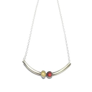 Collier duo grenat et labradorite