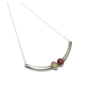 Collier duo grenat et labradorite