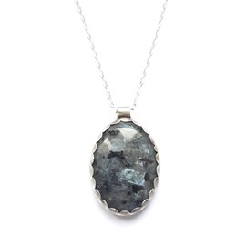 Sautoir ethnique labradorite noire