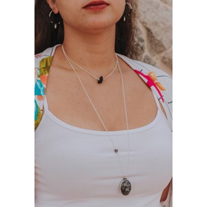 Sautoir ethnique labradorite noire