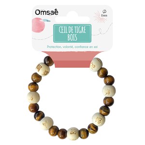 Bracelet perles oeil de tigre & bois