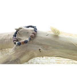 Bracelet perles lave oeil tigre hématite