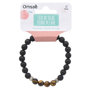 Bracelet perles lave oeil de tigre