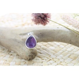 Pendentif goutte améthyste & argent