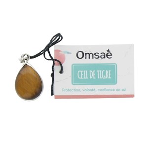 Pendentif goutte oeil de tigre & argent