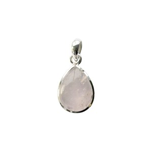 Pendentif goutte quartz rose & argent