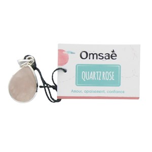 Pendentif goutte quartz rose & argent