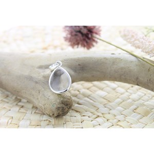Pendentif goutte cristal roche & argent