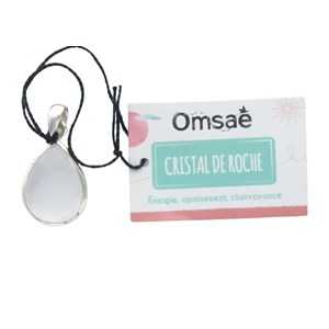Pendentif goutte cristal roche & argent