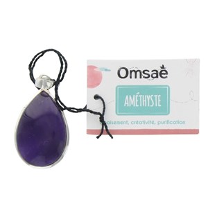 Pendentif goutte améthyste & argent