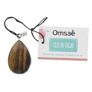 Pendentif goutte oeil de tigre & argent
