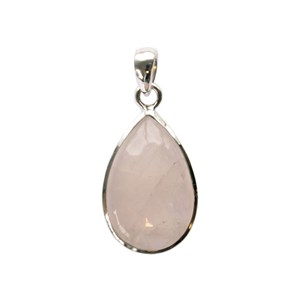 Pendentif goutte quartz rose& argent