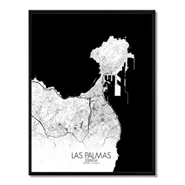 Las palmas carte ville city map n&b