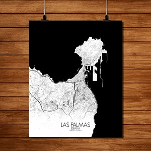 Las palmas carte ville city map n&b