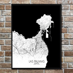 Las palmas carte ville city map n&b