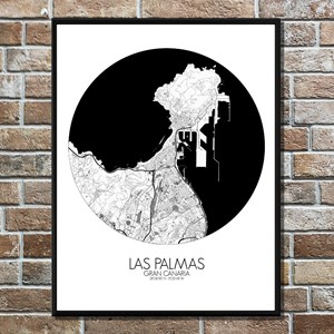 Las palmas carte ville city map rond