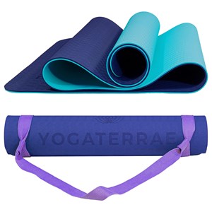 Tapis de yoga tpe 2 en 1 + sac + sangle