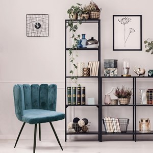 Chaise velours bleu canard