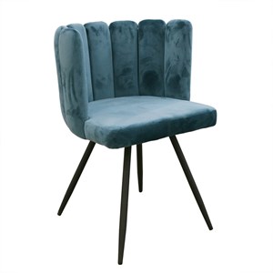 Chaise velours bleu canard