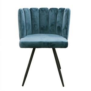 Chaise velours bleu canard