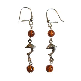 Boucles d'oreilles ambre argent