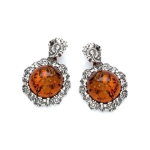 Boucles d'oreilles ambre argent