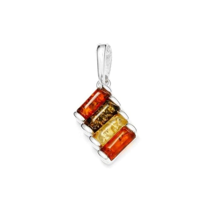 Pendentif Ancien En Ambre Naturel Et Argent - Bijou Vintage Authentique, Bon état Général, Origine France