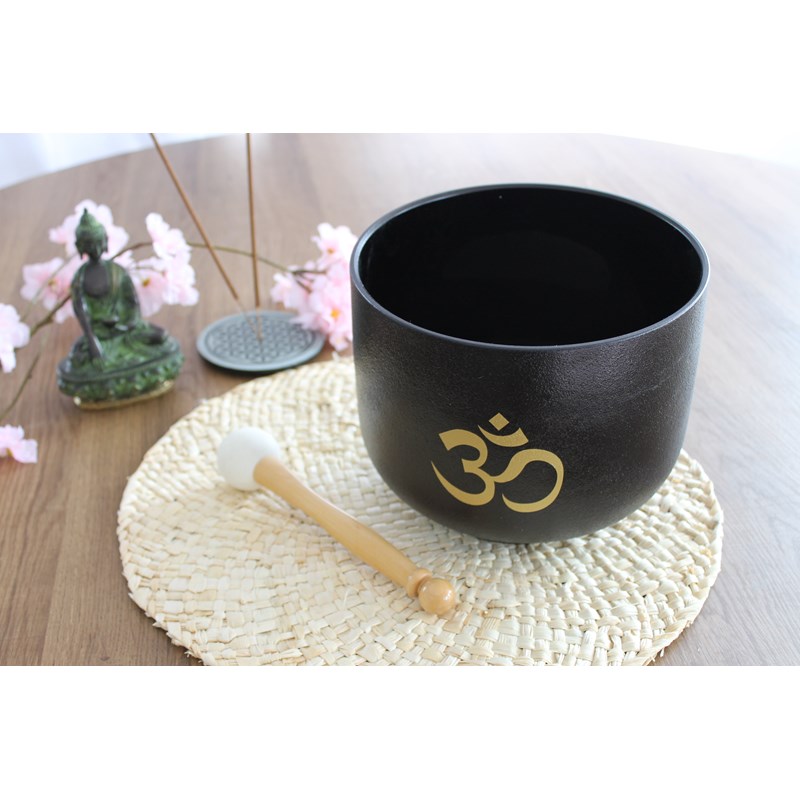 Bol chantant en cristal om noir 20 cm