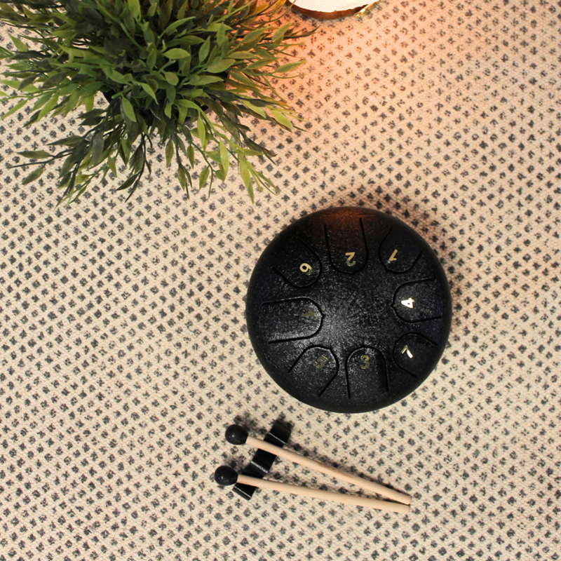 Mini tongue drum noir diamètre 15 cm
