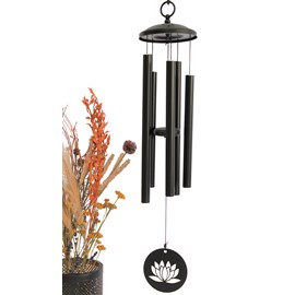 Carillon à vent noir lotus 77 cm
