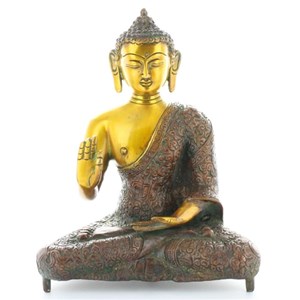 Bouddha abhaya mudra laiton orange 20 cm