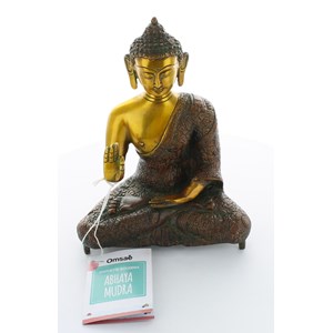 Bouddha abhaya mudra laiton orange 20 cm