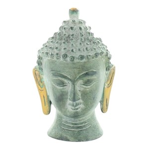 Tête de bouddha laiton vert 11.5 cm