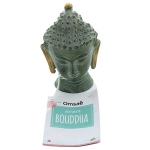 Tête de bouddha laiton vert 11.5 cm