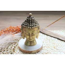 Tête de bouddha laiton doré mat 11.5 cm