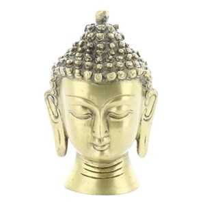 Tête de bouddha laiton doré mat 11.5 cm