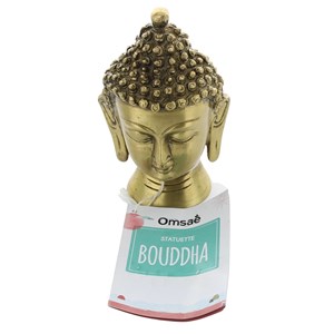 Tête de bouddha laiton doré mat 11.5 cm