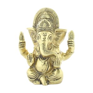 Ganesh assis laiton doré mat 9.2 cm