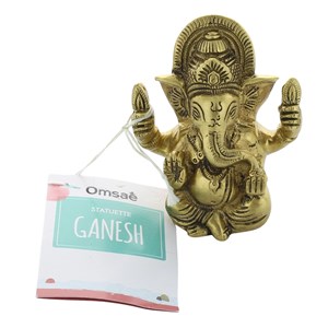 Ganesh assis laiton doré mat 9.2 cm