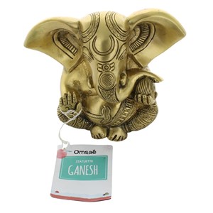 Ganesh assis laiton doré mat 14 cm