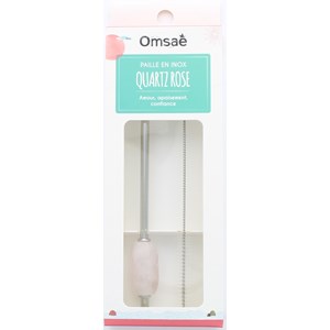 Paille en métal quartz rose