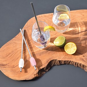 Paille en métal cristal de roche