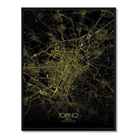 Turin carte ville city map nuit