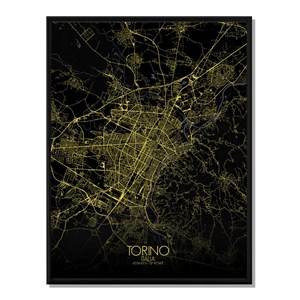 Turin carte ville city map nuit