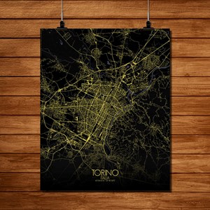 Turin carte ville city map nuit