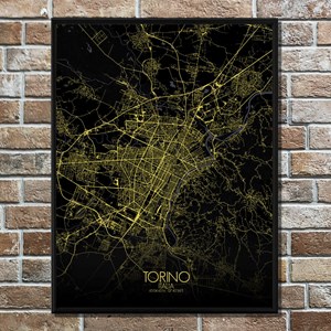 Turin carte ville city map nuit